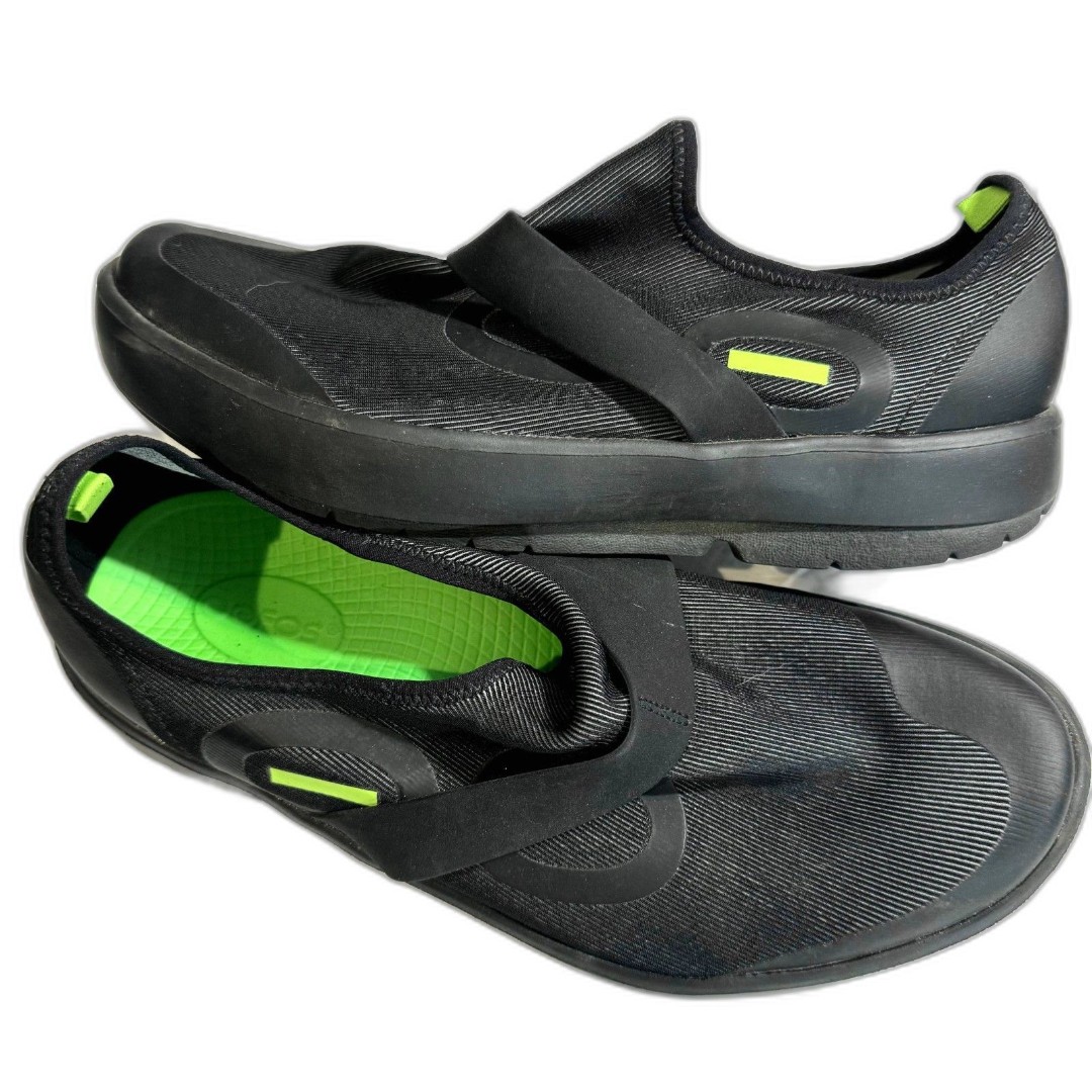 Oofos Oomg Fibre Low Shoes Slip On Sneaker Black Recovery Support Mens sz 9.5