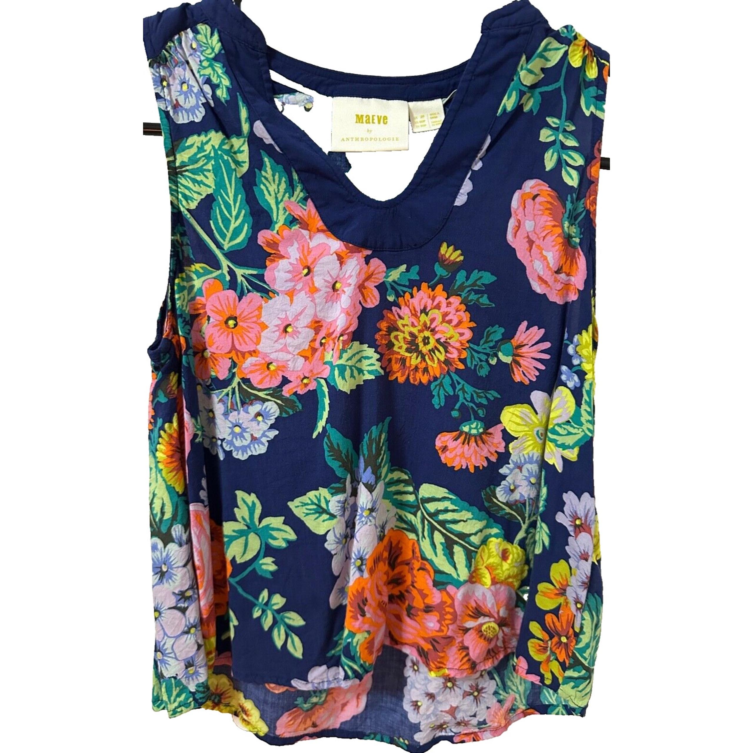 MAEVE by ANTHROPOLOGIE Spring Floral Woman’s Melange Sleeve-less Top Size 00P
