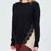 NEW OCTAVIA Color Block Lace Sweater Tunic Hi Lo Hem Cashmere Blend Black Tan M