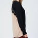 NEW OCTAVIA Color Block Lace Sweater Tunic Hi Lo Hem Cashmere Blend Black Tan M