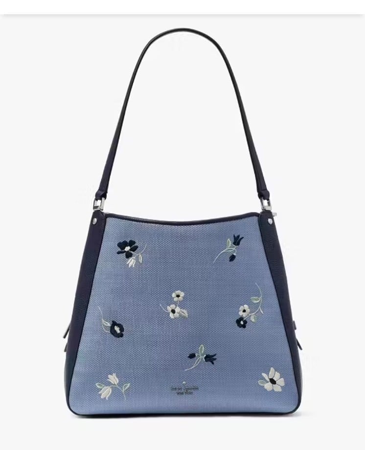 Kate Spade Leila Floral Embroidered Medium Triple Compartment Shoulder Bag