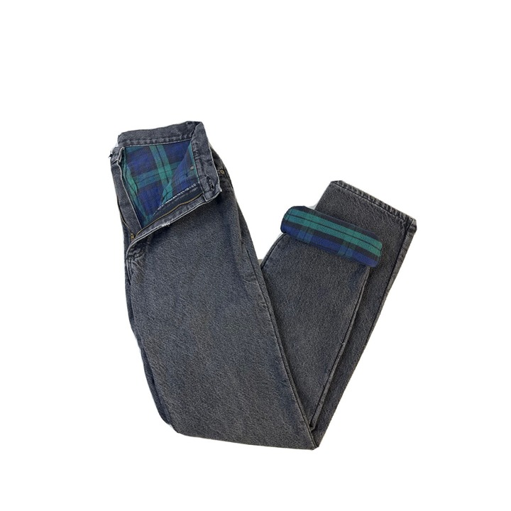 Vintage L.L. Bean Womens 10 Blanket Line Flannel Faded Jeans Black USA
