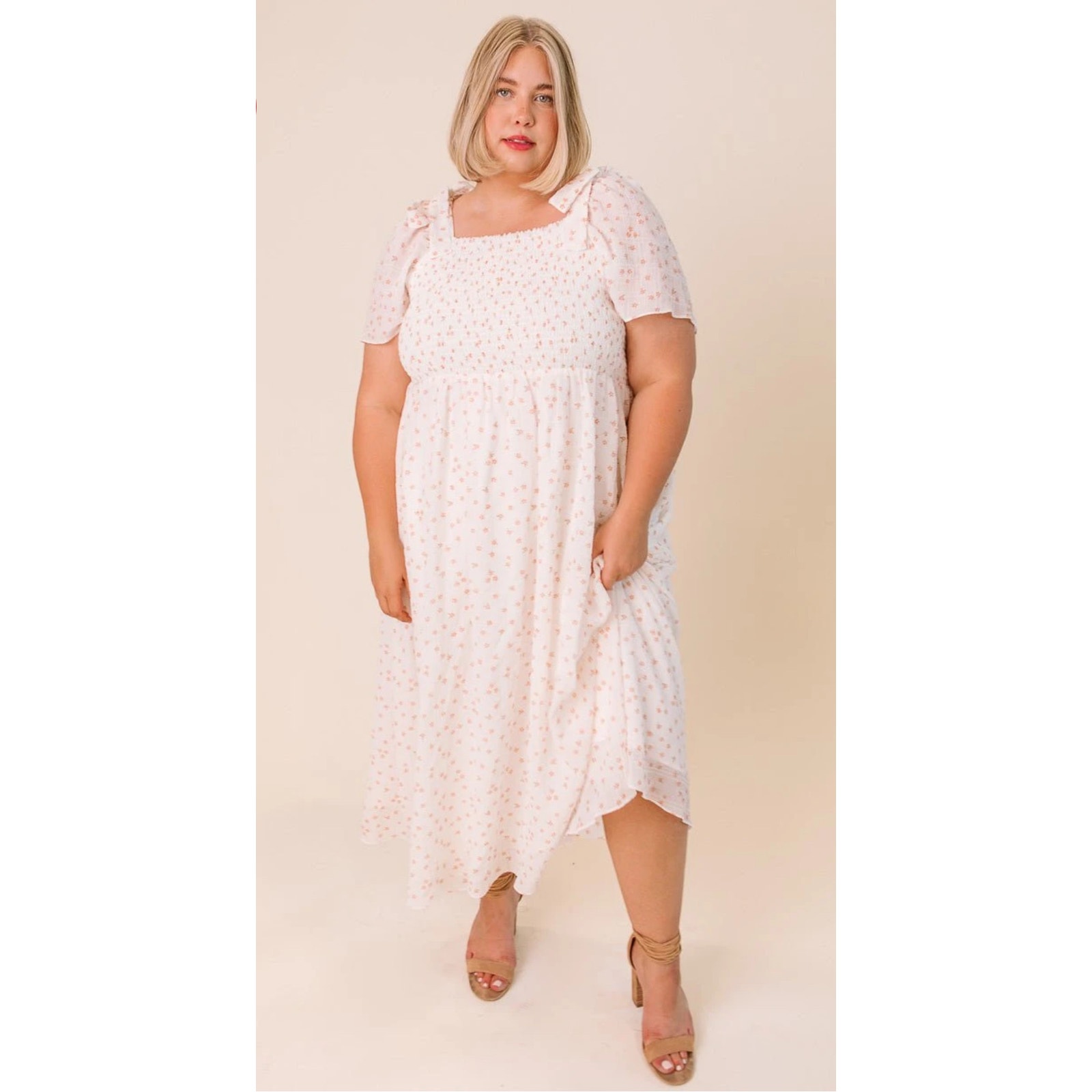 NWT Ivy City Co Daydreamer Midi Maxi Dress Gauze White Floral Print Plus Size 1X