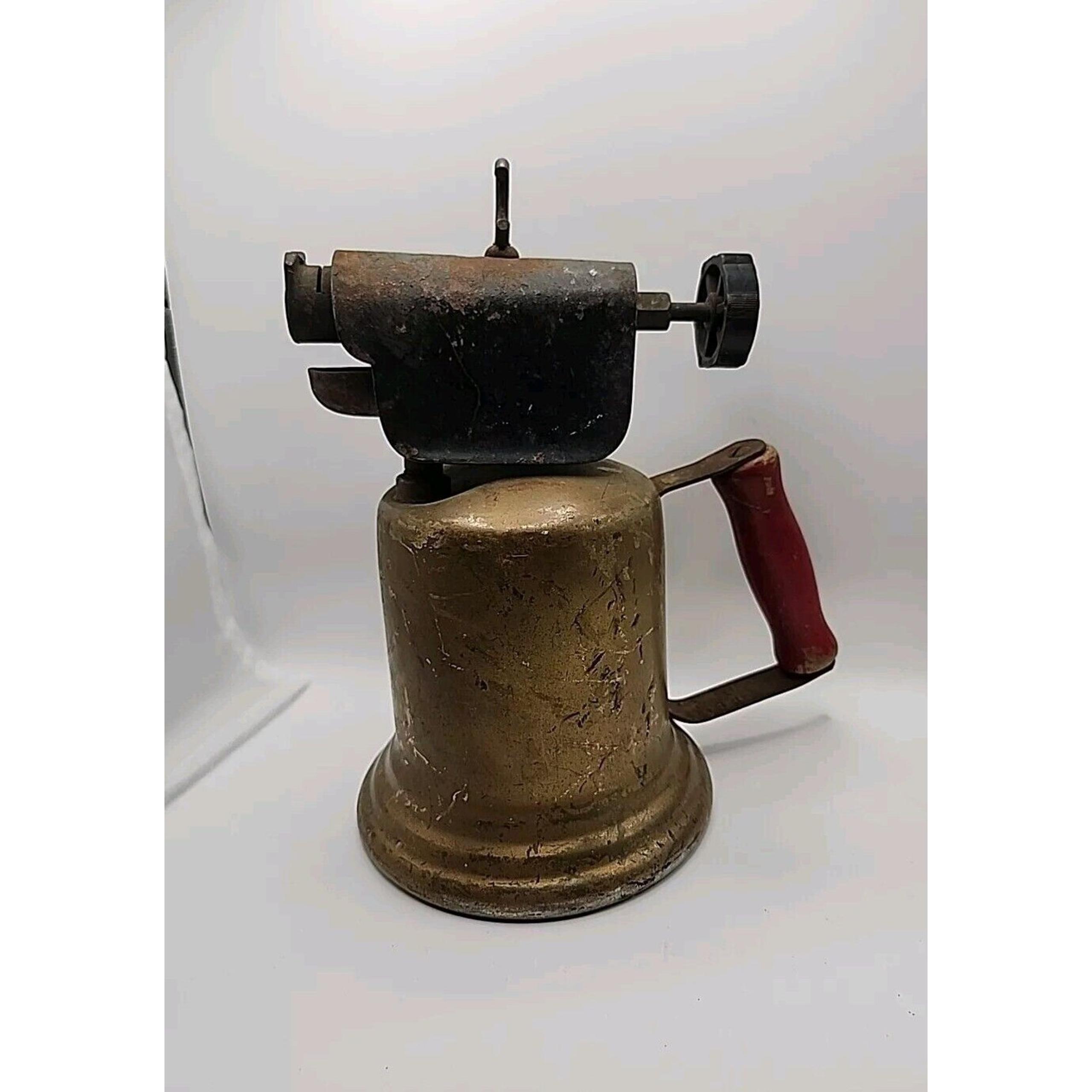 Vintage Brass Wall Superior Products Blow Torch Red Wooden Handle Handgrip