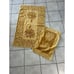 Vintage Sears Bath & Hand Towels 2 Gold Brown Orange Color Block Fringe Hem