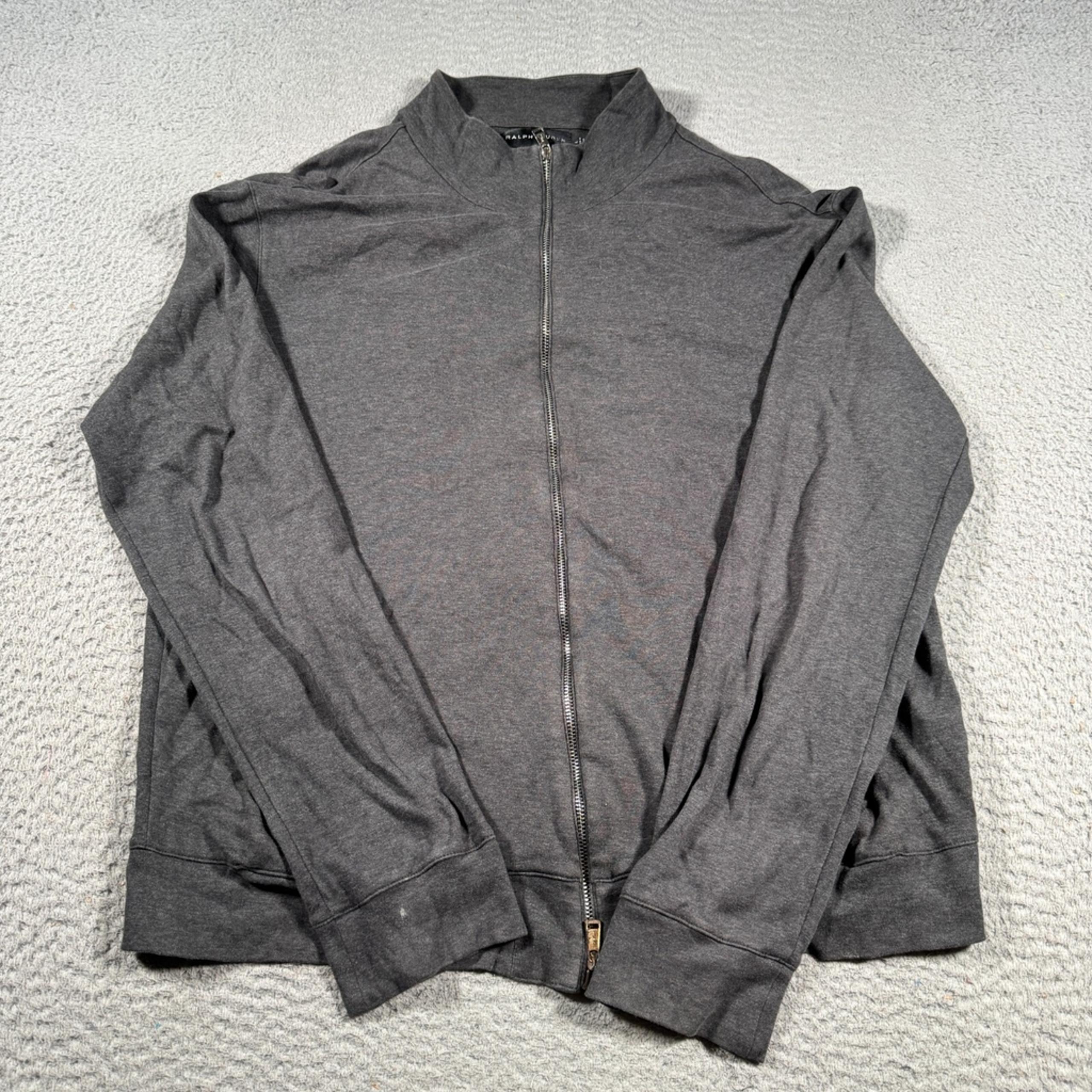 RALPH LAUREN Black Label Sweater Men Large Grey Full Zip Lightweight Bomber
