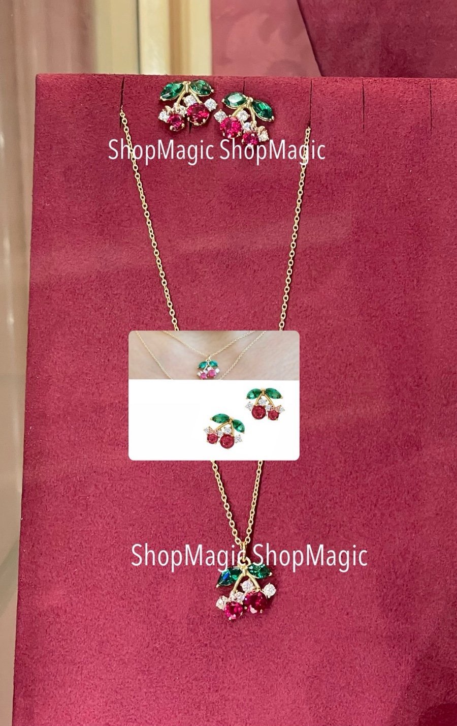 Crislu Disney Cherris Necklace & Earrings