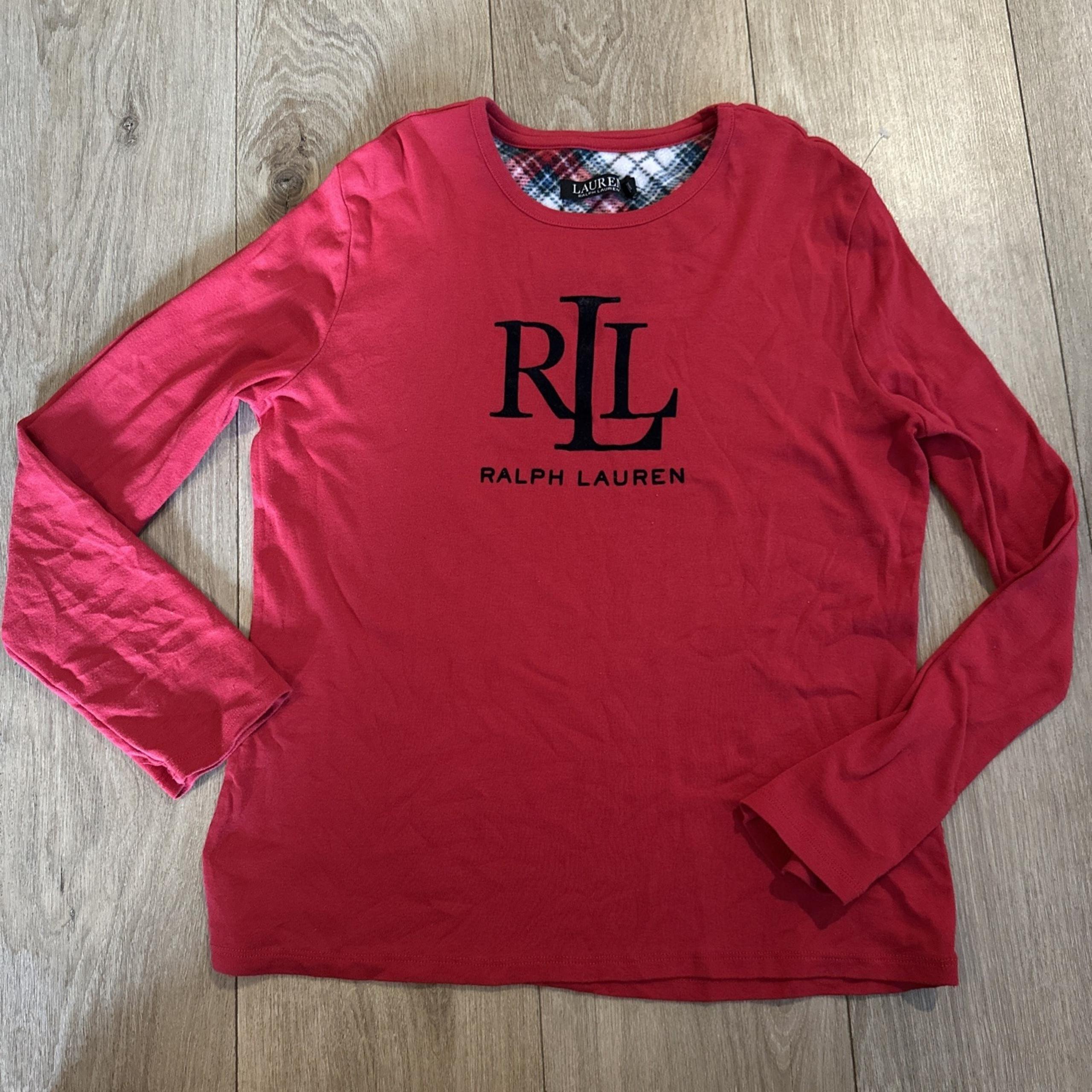 Lauren Ralph Lauren Velvet Monogram Women's LS Pajama Top Lounge Large