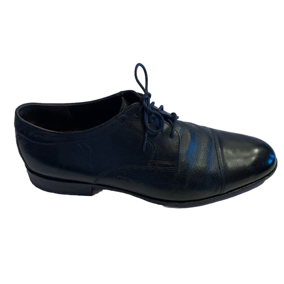 Johnston & Murphy Cap Toe Black Leather Oxford Dress Shoes 12M Classic Comfort