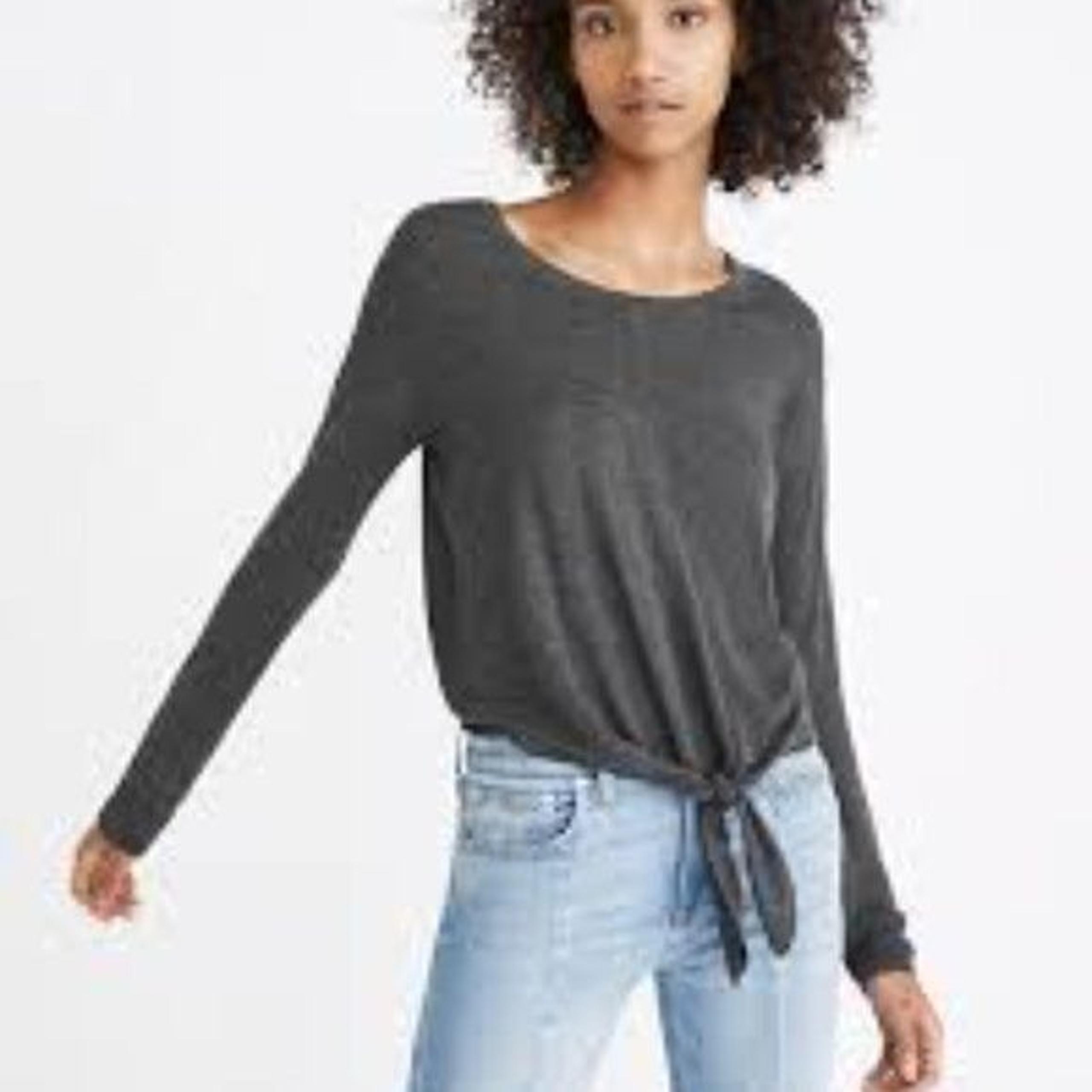 Madewell Modern Tie Front Lightweight Sweater Gray Grey Womens Size XS