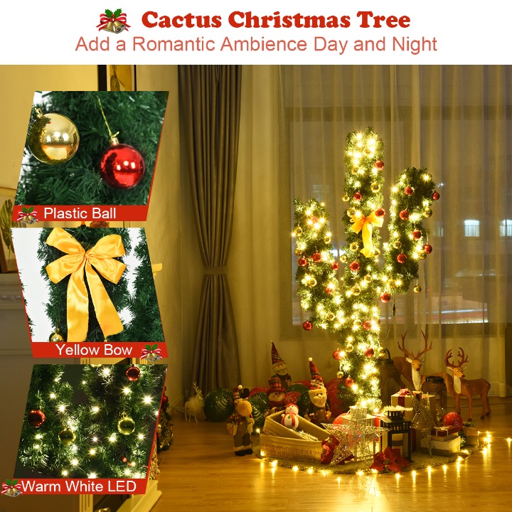 6 Ft Pre-Lit Cactus Christmas Tree