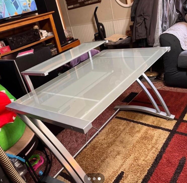 Glass Desk with Metal Frame