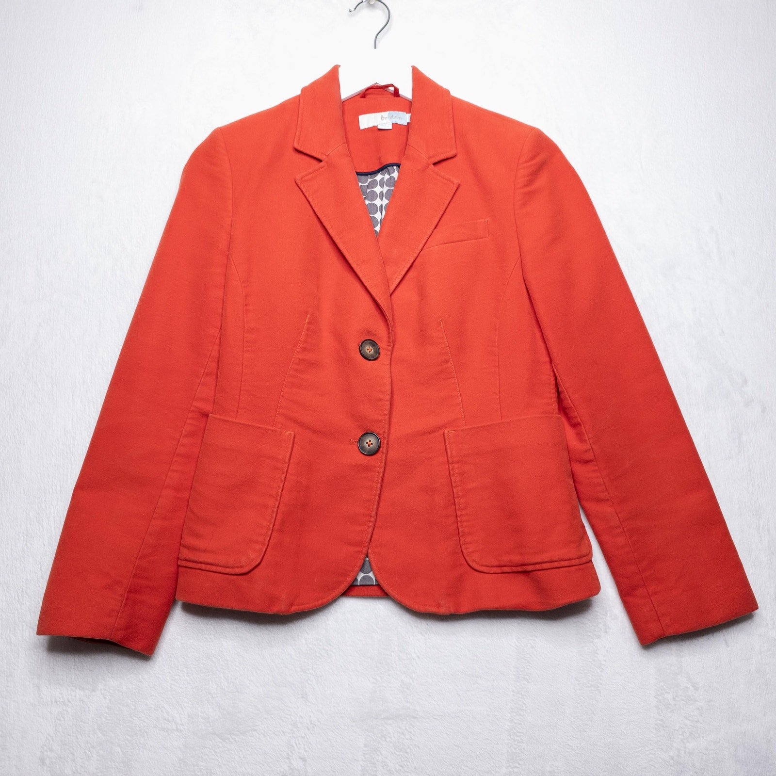 BODEN Brushed Cotton Blazer Jacket Heavyweight Pockets Cinnabar Red Sz 2P