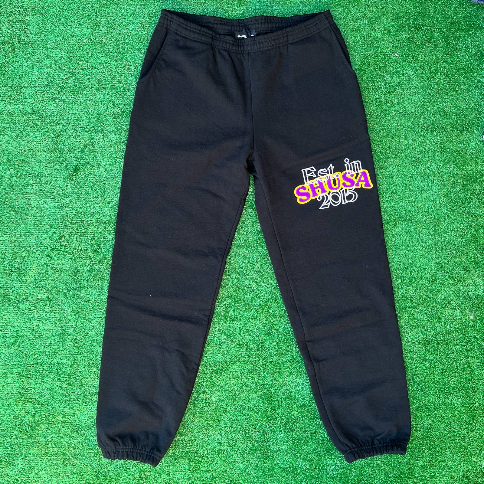 NEW BLACK SHADOW HILL SHUSA PUFF PRINT GRAPHIC SWEATPANTS SZ XL