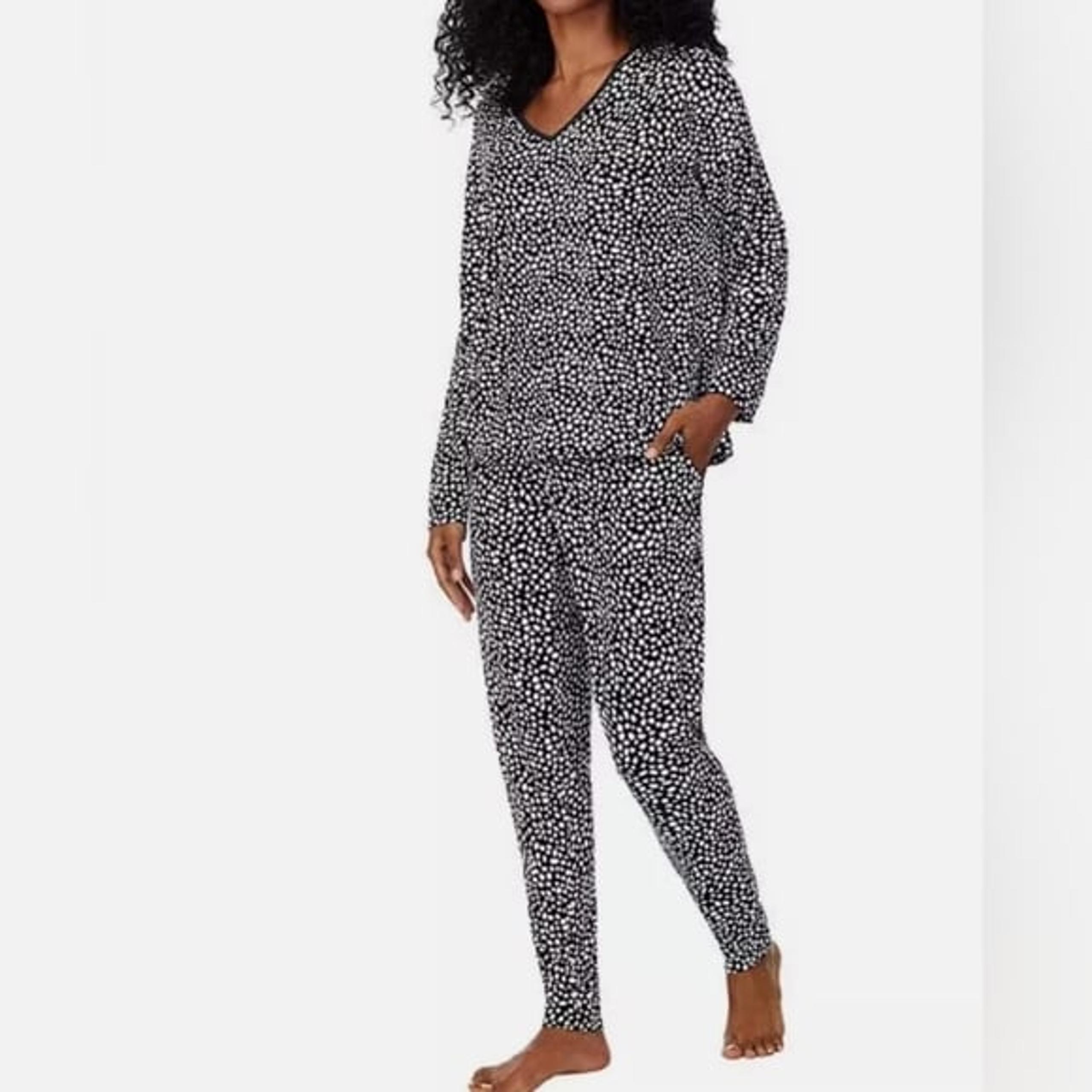 Black Dot - DKNY Women's 2Piece Lightweight Soft Sleep Jogger Lounge Set SzLarge