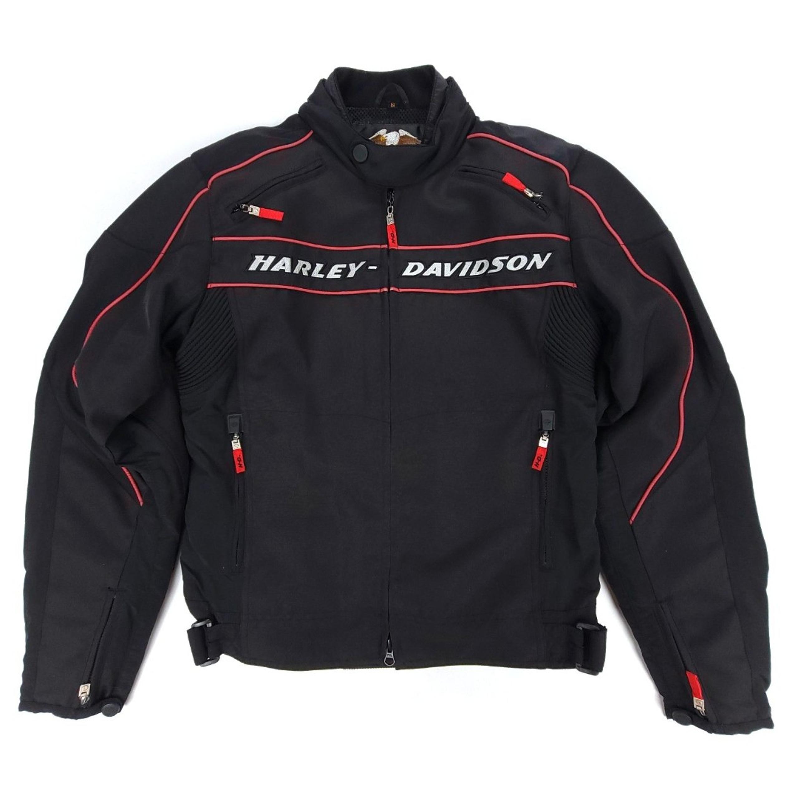 HARLEY DAVIDSON Touring Legend Black Motorcycle Riding Padded Jacket Men's Small
