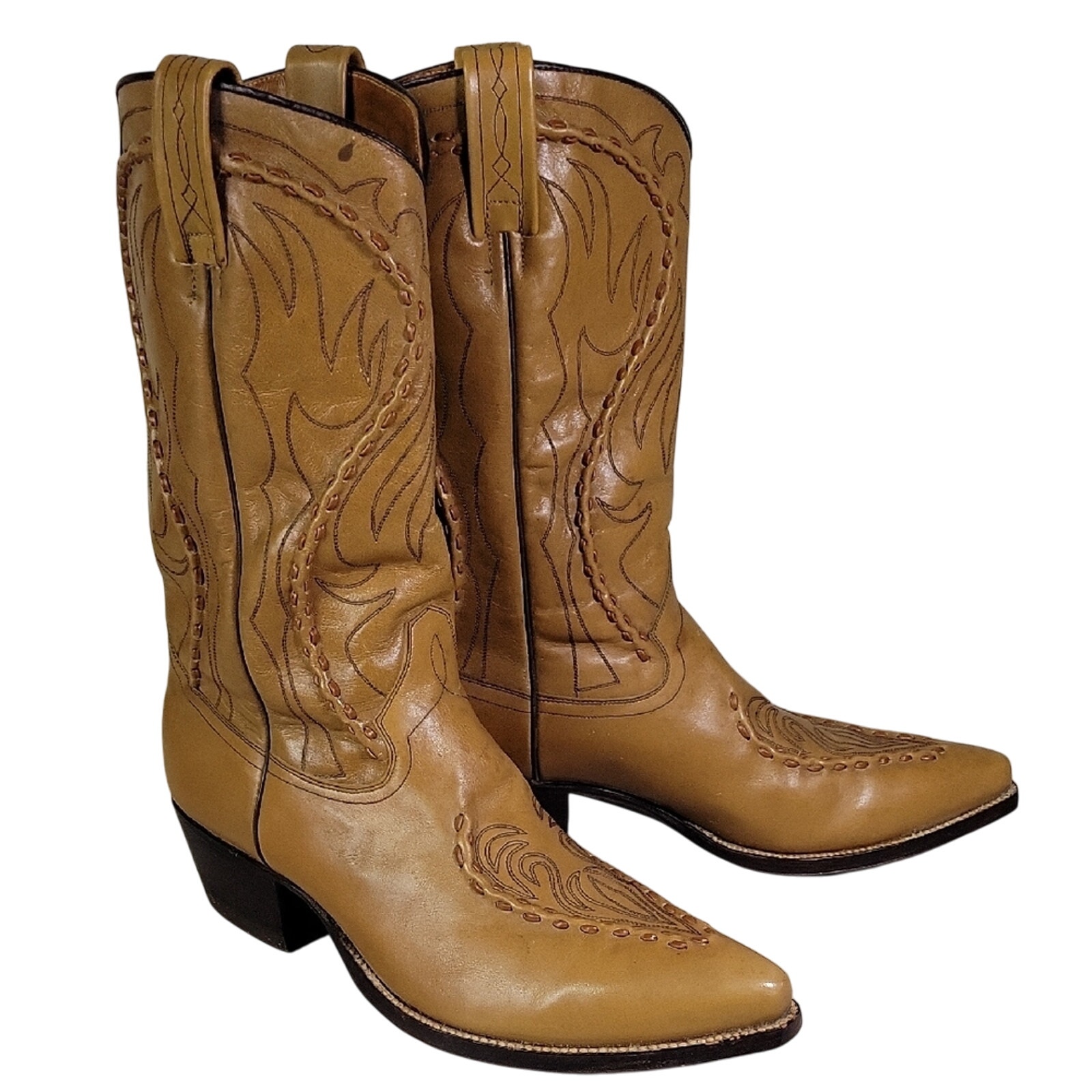 Dan Post Vintage Laredo Brown Tan Leather Western Cowboy Boots Mens Size 10.5B