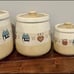 Vintage Retro Canister Set Lot Farmhouse Stoneware Japan Kitchen Storage Decor