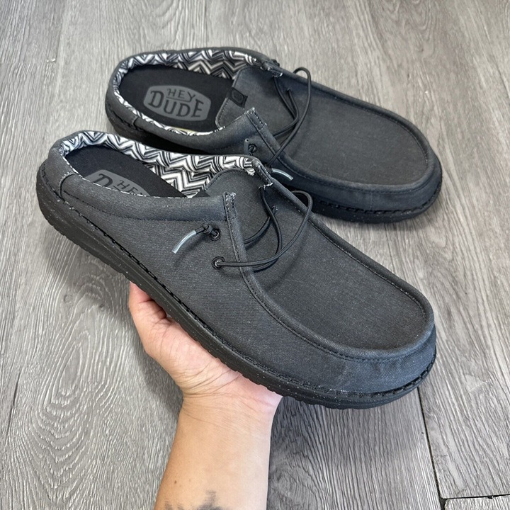 Hey Dude Wally Slip Canvas Mono Men’s Size 12 Black