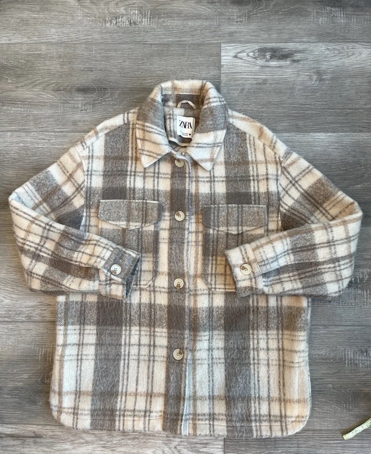 Zara Mens Textured Checkered Plaid Overshirt Size M
