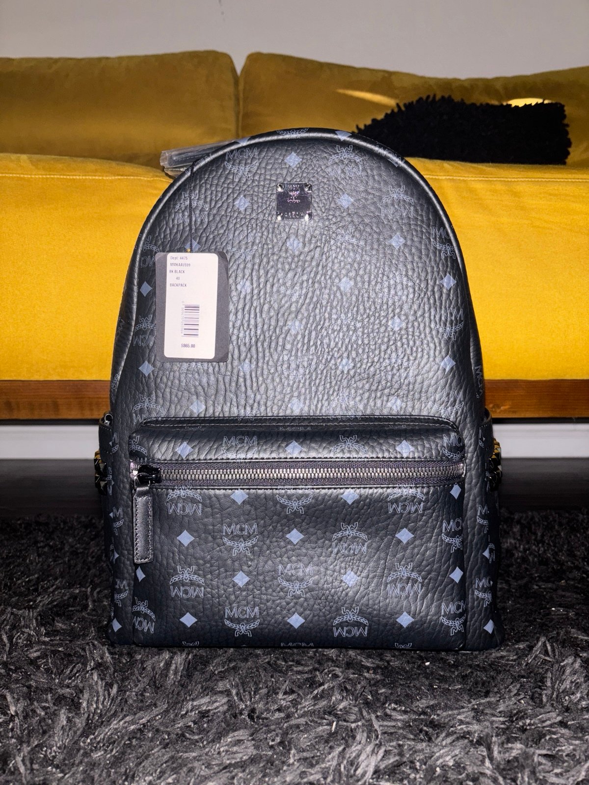 MCM Visetos Side Studs Small/Medium Black Backpack w/ Tags