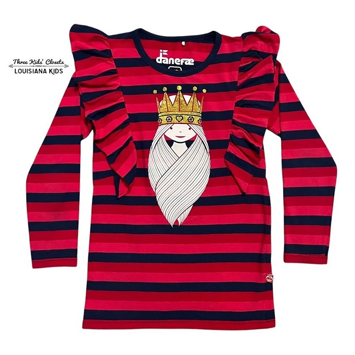 Danefae Sz 10 Striped Princess Ruffle Top
