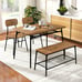 Dining Table Set for 4 Dining Room Kitchen Table w/ Bench 2 Chairs 4-Piece Set