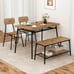 Dining Table Set for 4 Dining Room Kitchen Table w/ Bench 2 Chairs 4-Piece Set