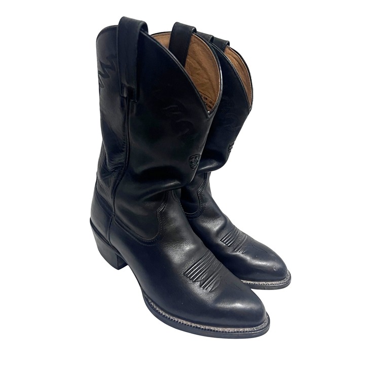 ARIAT Mens Black Leather Western Cowboy Boots US 9EE Wide Pull On 34601