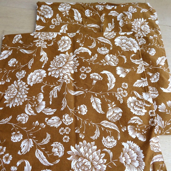 Custom Handmade Throw Pillow Covers Pair 2 Brown Floral 20 x20 Barkcloth Cotton