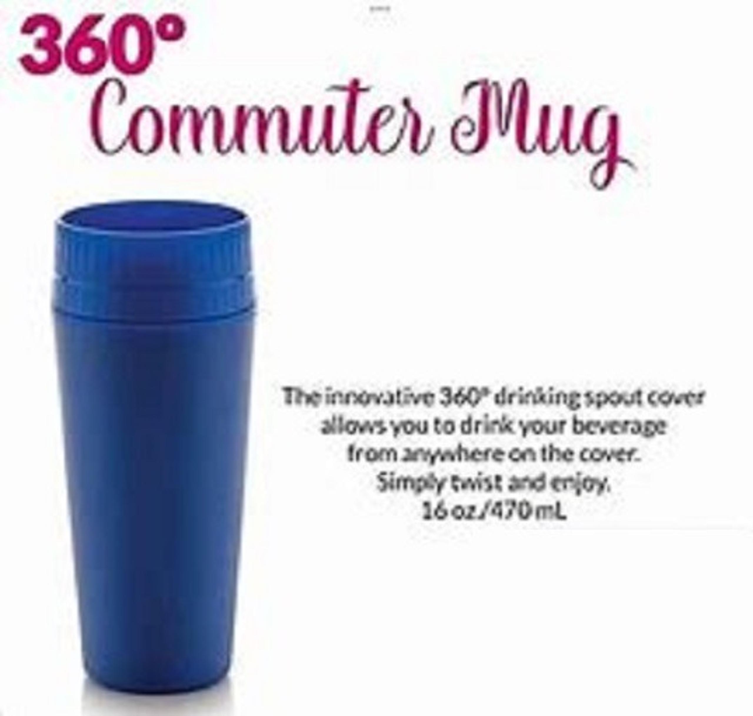 Tupperware 360° Commuter Mug Twist 'N Sip Travel Leakproof Cup 16 oz. Tokyo Blue