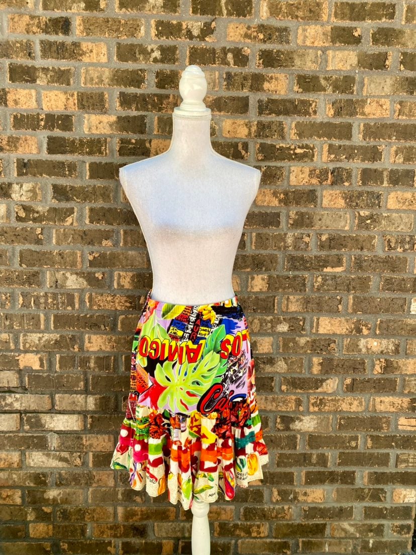 Jams World Hattie Tiered Skirt Cafe Cubano Womens Medium A Line USA Ruffle.