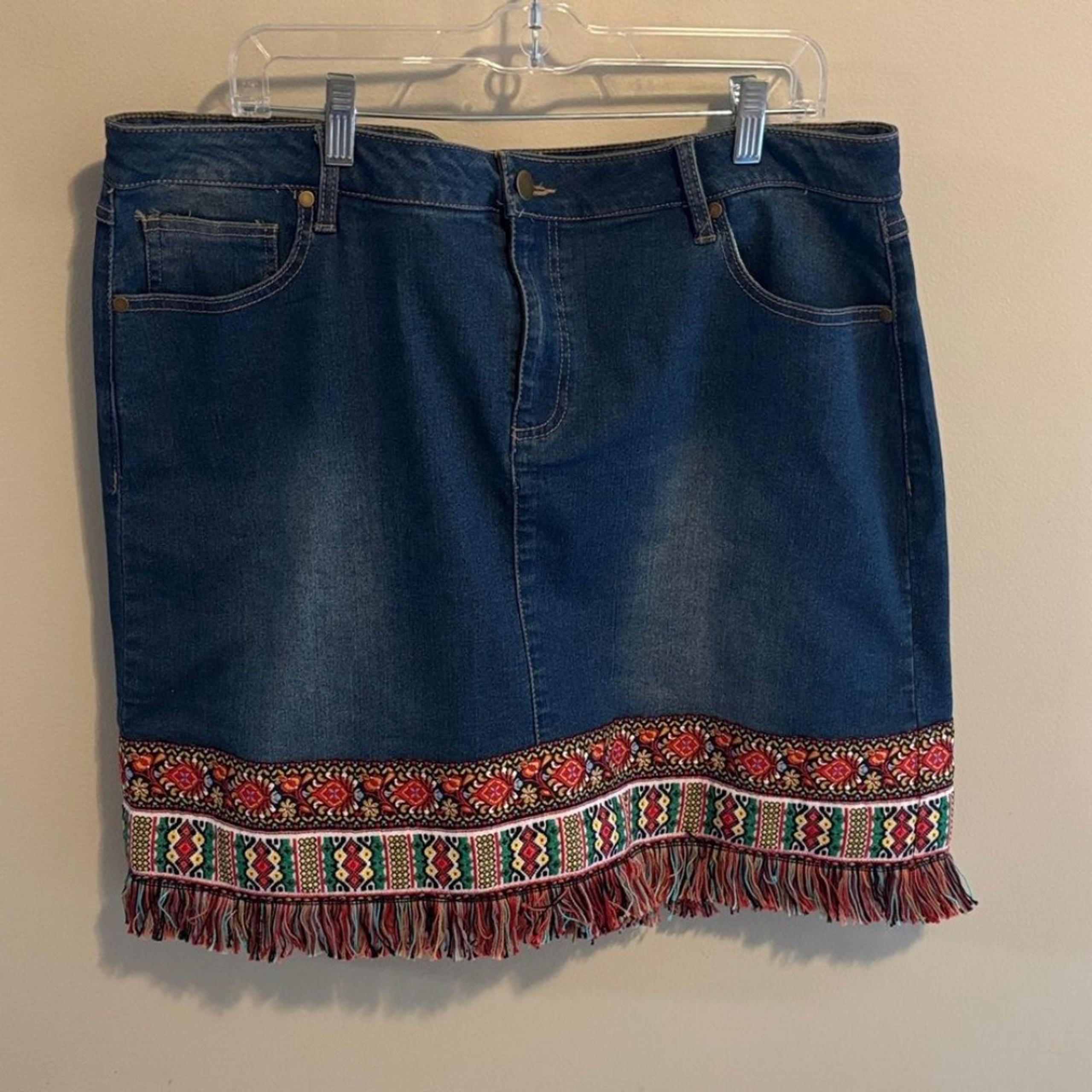 Denim Skirt with Fringe size 18w - Cato