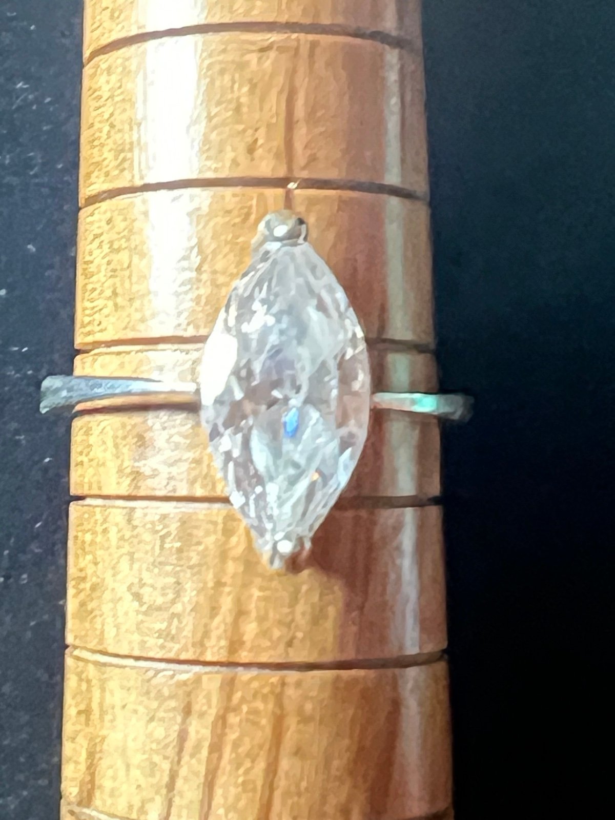 Vintage Sterling Silver Marquis Faux Diamond Engagement/Cocktail Ring
