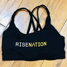 Luluemon Lulu Lemon rise Nation black yellow sports bra top workout fitness yoga