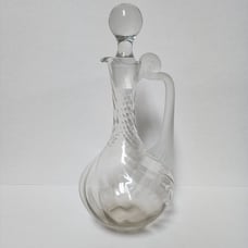 Romanian Tall Swirl Patten Crystal Decanter Stopper Frosted Handle
