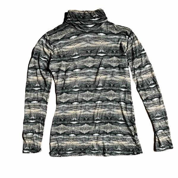 Calypso St. Barth Turtleneck Top Cashmere Blend Neutral Print Size Extra Small X