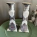 Set of two Chinese vintage ceramic hand painted candle holder