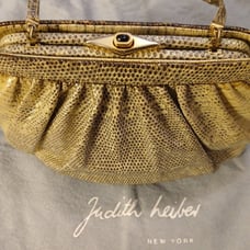 Judith Leiber vintage Gold Reptile Cross Body Purse.