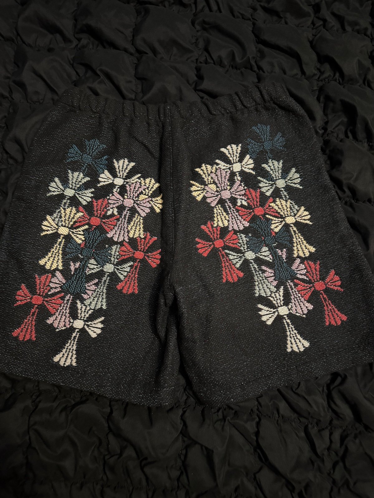 chrome heart design tapestry shorts