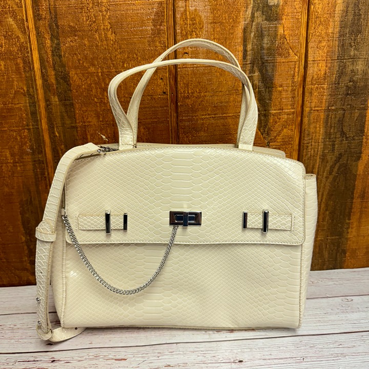 I.N.C. INTERNATIONAL CONCEPTS Emiliee Medium Satchel – Bone Tonal Snake
