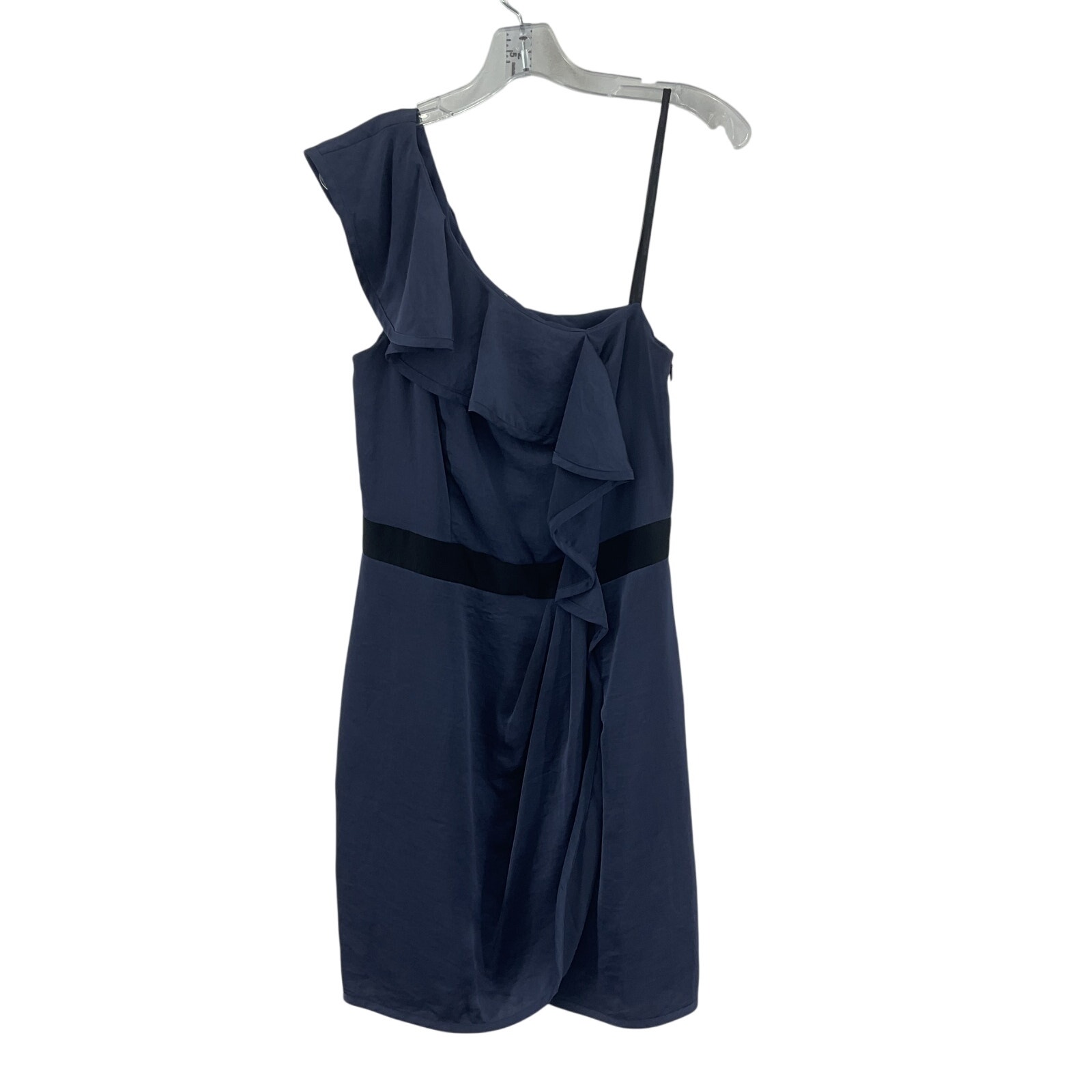BCBGeneration Midi Wrap One Shoulder Women&#039;s Dress Blue/Black Size 8 Preowned