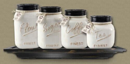 S/4 Ceramic Canister Set- Mason Jar