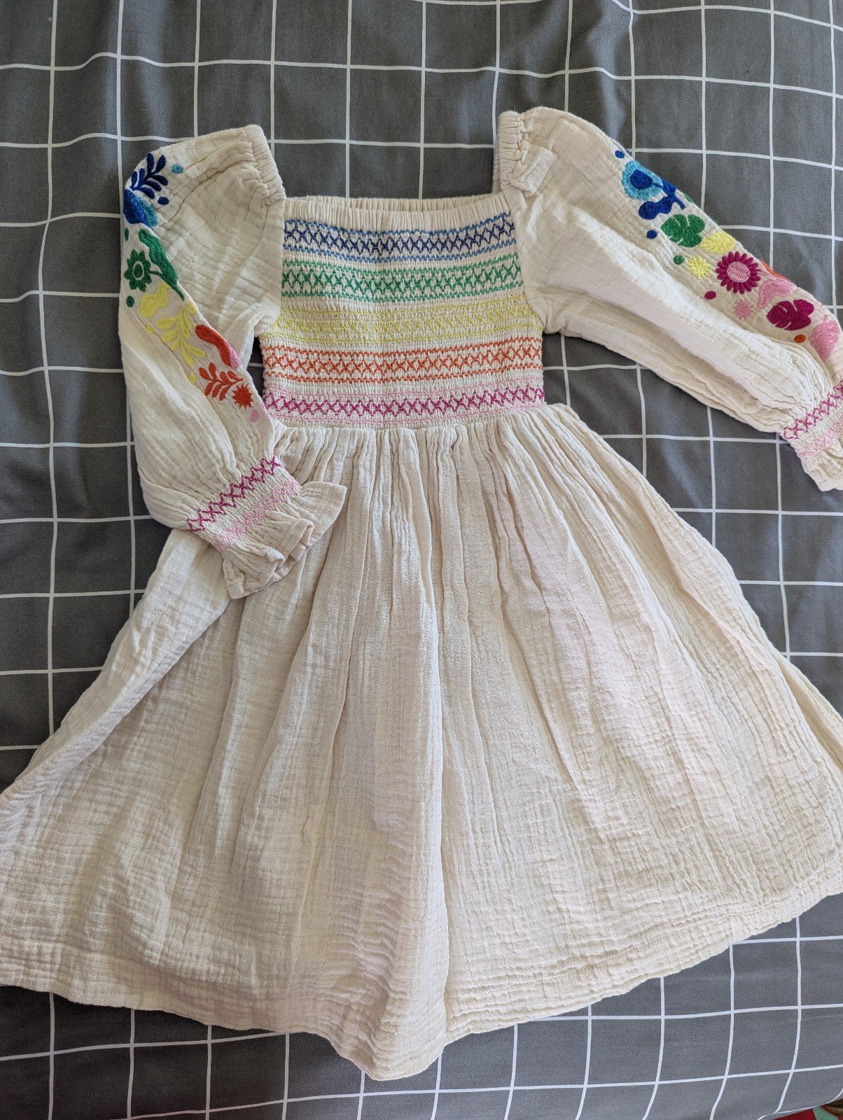 Boden rainbow embroidered carnival dress