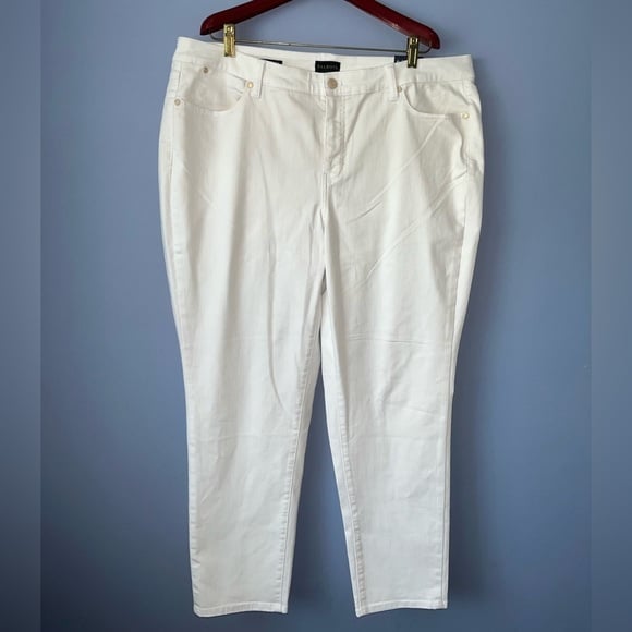 Talbots Slim Ankle‎ High Rise White Jeans 18W