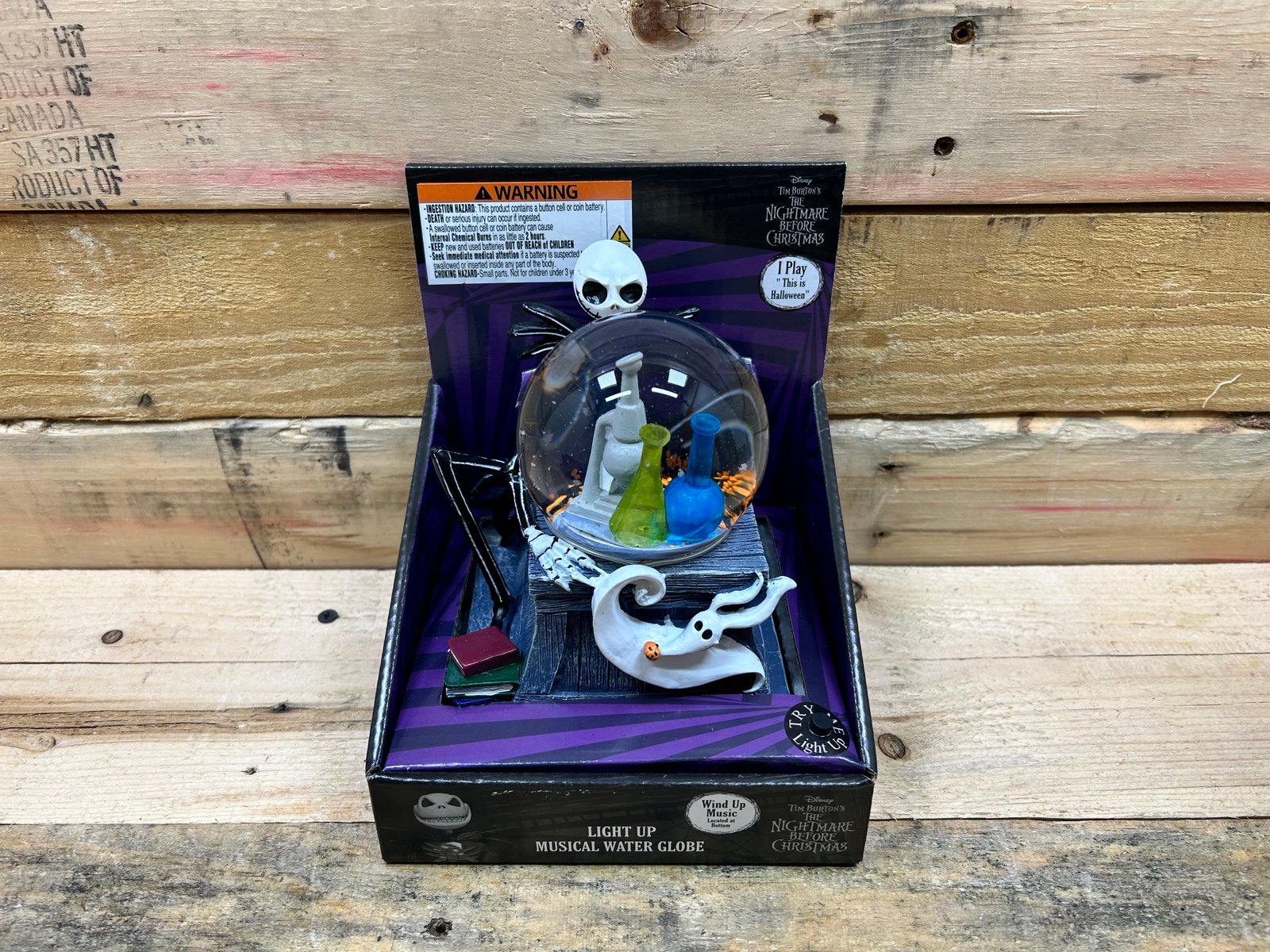 Disney's Nightmare Before Christmas Light Up Musical Water Globe Jack & Zero NIB