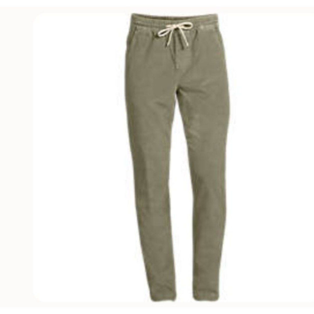 new 70 lands end pants olive green cotton deck pants xxl tall drawstring 44 34