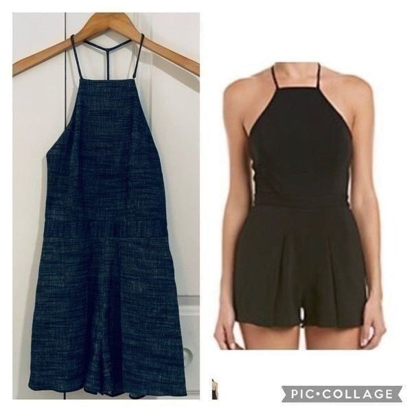 JAYGODFREY Blue Linen Blend Oahu Shore Sleeveless Halter Romper Size 2