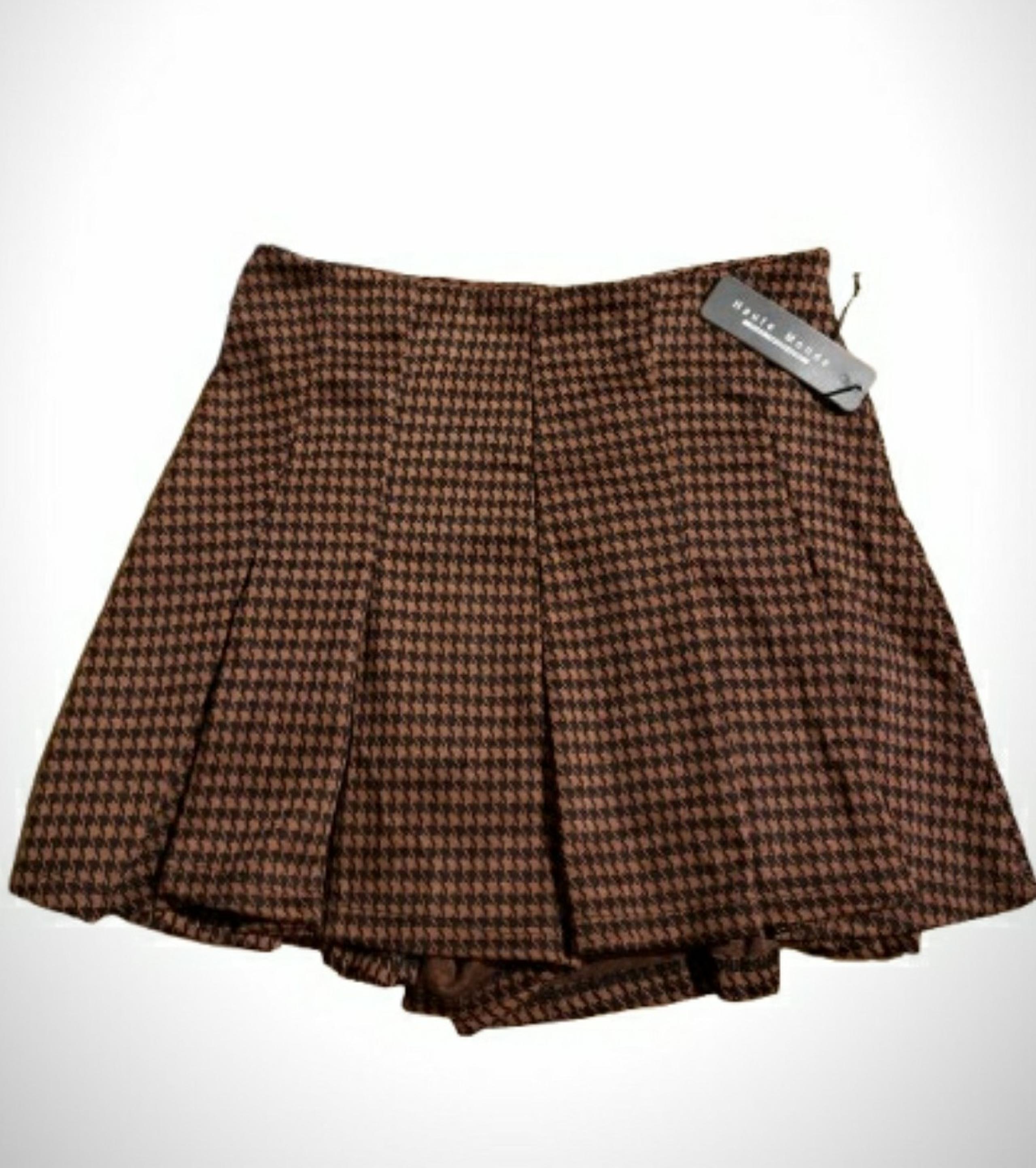 HAUTE MONDE GINGHAM FLUTTER SKORT MINI SKIRT + SHORTS IN ONE ! L