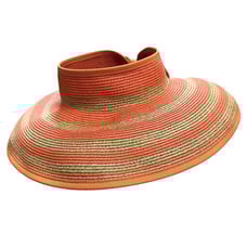 San Diego Hat Company Roll Up Visor Women's One Size Striped Orange Bow Closure
